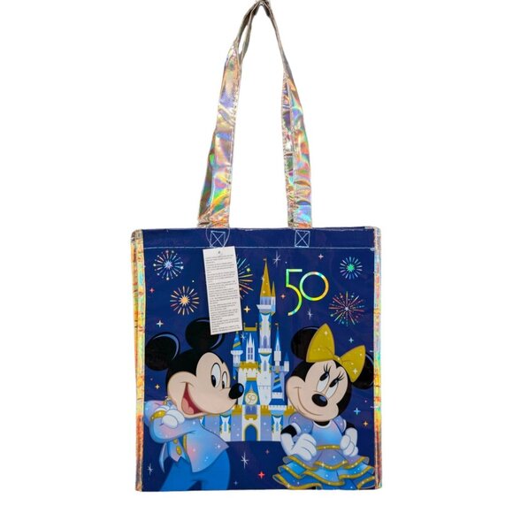 Walt Disney World Reusable Tote Bag Blue 50th Anniversary Mickey Minnie - Picture 2 of 12